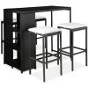 ASUPERMALL Meuble De Bar De Jardin 5 Pcs Et Coussins Resine Tressee Noir -Table haute et bar Soldes 30381038 1