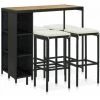 ASUPERMALL Meuble De Bar De Jardin 5 Pcs Et Coussins Resine Tressee Noir -Table haute et bar Soldes 30381041 1
