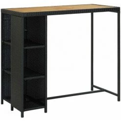 ASUPERMALL Meuble De Bar De Jardin 5 Pcs Et Coussins Resine Tressee Noir -Table haute et bar Soldes 30381041 3