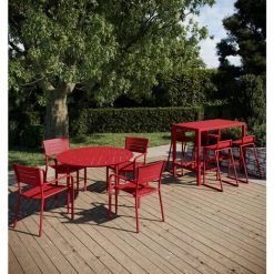 ESSENCIEL GREEN Table De Bar Rectangulaire En Aluminium Coloris Piment - Piment -Table haute et bar Soldes 30528247 4