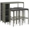 TRUE DEAL Meuble De Bar De Jardin 5 Pcs Et Coussins Résine Tressée Gris 1 TRUE DEAL Meuble De Bar De Jardin 5 Pcs Et Coussins Résine Tressée Gris -Table haute et bar Soldes 30670514 1