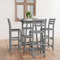 VidaXL Ensemble De Bar D'extérieur 5 Pcs Gris Bois D'acacia Massif - Gris