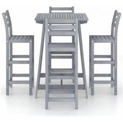 VidaXL Ensemble De Bar D'extérieur 5 Pcs Gris Bois D'acacia Massif - Gris -Table haute et bar Soldes 30673725 3