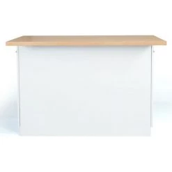IDMARKET Ilot Central IVO 120 Cm Blanc Avec Plan De Travail Façon Hêtre - Blanc 11 IDMARKET Ilot Central IVO 120 Cm Blanc Avec Plan De Travail Façon Hêtre - Blanc -Table haute et bar Soldes 30914887 5