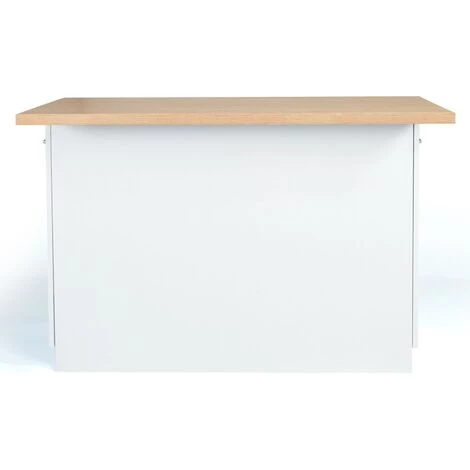 IDMARKET Ilot Central IVO 120 Cm Blanc Avec Plan De Travail Façon Hêtre - Blanc 7 IDMARKET Ilot Central IVO 120 Cm Blanc Avec Plan De Travail Façon Hêtre - Blanc – Image 5