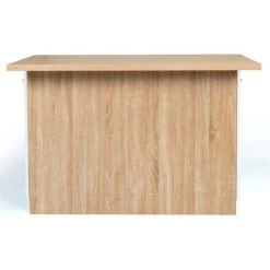 IDMARKET Ilot Central IVO 120 Cm Bois Façon Hêtre Portes Blanches Avec Plan De Travail - Blanc -Table haute et bar Soldes 30914889 5