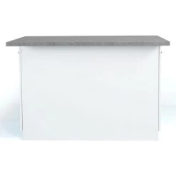 IDMARKET Ilot Central IVO 120 Cm Blanc Avec Plan De Travail Effet Béton - Blanc -Table haute et bar Soldes 30914893 5