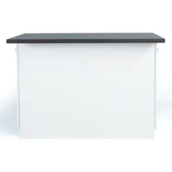 IDMARKET Ilot Central IVO 120 Cm Blanc Avec Plan De Travail Gris Anthracite - Gris -Table haute et bar Soldes 30914896 5