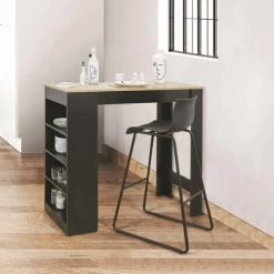 ALTOBUY KANPE - Table De Bar Mange-Debout Avec Etagères - Noir -Table haute et bar Soldes 31071317 3
