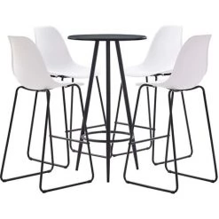 ASUPERMALL Ensemble De Bar 5 Pcs Plastique Blanc -Table haute et bar Soldes 31119035 2