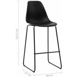 ASUPERMALL Ensemble De Bar 3 Pcs Plastique Noir -Table haute et bar Soldes 31119036 4