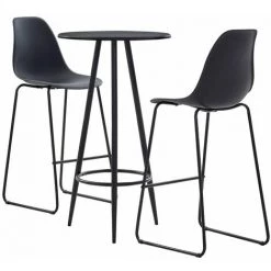 ASUPERMALL Ensemble De Bar 3 Pcs Plastique Noir -Table haute et bar Soldes 31119036 5