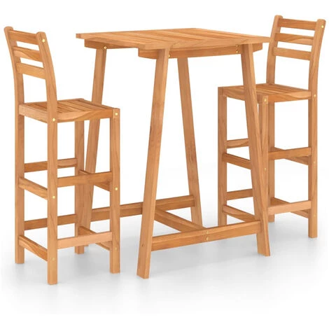 ASUPERMALL Ensemble De Bar D'exterieur 3 Pcs Bois D'acacia Massif 4 ASUPERMALL Ensemble De Bar D'exterieur 3 Pcs Bois D'acacia Massif – Image 2