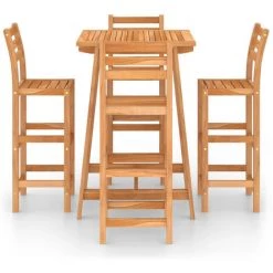 ASUPERMALL Ensemble De Bar D'exterieur 5 Pcs Bois D'acacia Massif -Table haute et bar Soldes 31558388 3