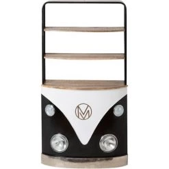 MADE IN MEUBLES Meuble Bar Noir Avec Plateaux En Bois De Manguier Combi - Noir