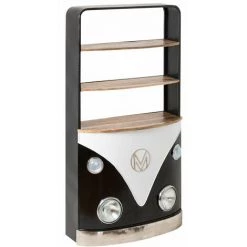 MADE IN MEUBLES Meuble Bar Noir Avec Plateaux En Bois De Manguier Combi - Noir -Table haute et bar Soldes 31562008 3