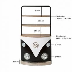 MADE IN MEUBLES Meuble Bar Noir Avec Plateaux En Bois De Manguier Combi - Noir -Table haute et bar Soldes 31562008 4