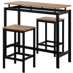 RANIPOBO Ensemble De Table De Bar, Table Et Chaises De Bar En Bois De Fer, Table Et Chaises De Cuisine, Table Haute Et Tabouret De Bar, Restaurant, Table Haute En Bois Fonce, Marron