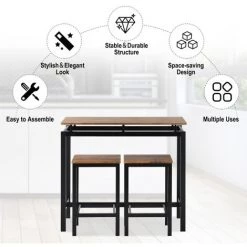 RANIPOBO Ensemble De Table De Bar, Table Et Chaises De Bar En Bois De Fer, Table Et Chaises De Cuisine, Table Haute Et Tabouret De Bar, Restaurant, Table Haute En Bois Fonce, Marron 10 RANIPOBO Ensemble De Table De Bar, Table Et Chaises De Bar En Bois De Fer, Table Et Chaises De Cuisine, Table Haute Et Tabouret De Bar, Restaurant, Table Haute En Bois Fonce, Marron -Table haute et bar Soldes 31570005 4