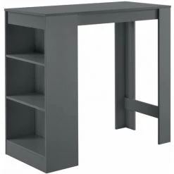 HELLOSHOP26 Table De Bar Avec Rangement Bistro Haut Avec 3 étagères 110 Cm Gris Foncé - Gris