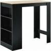 HELLOSHOP26 Table De Bar Avec Rangement Bistro Haut Avec 3 étagères 110 Cm Noir Et Chêne - Beige -Table haute et bar Soldes 31605418 1