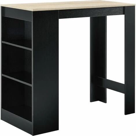 HELLOSHOP26 Table De Bar Avec Rangement Bistro Haut Avec 3 étagères 110 Cm Noir Et Chêne - Beige 3 HELLOSHOP26 Table De Bar Avec Rangement Bistro Haut Avec 3 étagères 110 Cm Noir Et Chêne - Beige