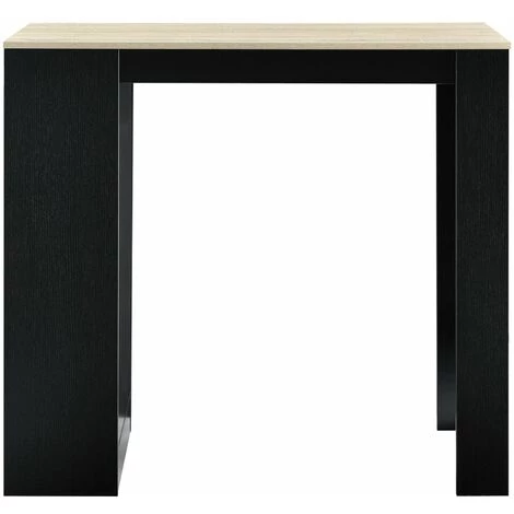 HELLOSHOP26 Table De Bar Avec Rangement Bistro Haut Avec 3 étagères 110 Cm Noir Et Chêne - Beige 4 HELLOSHOP26 Table De Bar Avec Rangement Bistro Haut Avec 3 étagères 110 Cm Noir Et Chêne - Beige – Image 2