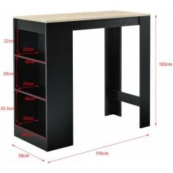 HELLOSHOP26 Table De Bar Avec Rangement Bistro Haut Avec 3 étagères 110 Cm Noir Et Chêne - Beige 9 HELLOSHOP26 Table De Bar Avec Rangement Bistro Haut Avec 3 étagères 110 Cm Noir Et Chêne - Beige -Table haute et bar Soldes 31605418 3