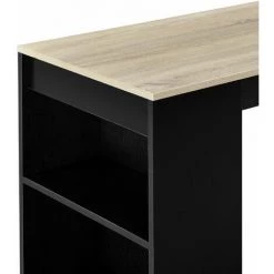 HELLOSHOP26 Table De Bar Avec Rangement Bistro Haut Avec 3 étagères 110 Cm Noir Et Chêne - Beige 10 HELLOSHOP26 Table De Bar Avec Rangement Bistro Haut Avec 3 étagères 110 Cm Noir Et Chêne - Beige -Table haute et bar Soldes 31605418 4