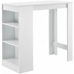 HELLOSHOP26 Table De Bar Avec Rangement Bistro Haut 3 étagères 110 Cm Blanc - Blanc