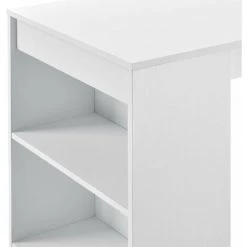 HELLOSHOP26 Table De Bar Avec Rangement Bistro Haut 3 étagères 110 Cm Blanc - Blanc -Table haute et bar Soldes 31605422 5