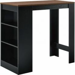 HELLOSHOP26 Table De Bar Avec Rangement Bistro Haut 110 Cm Noir Et Effet Noyer - Marron
