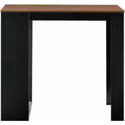 HELLOSHOP26 Table De Bar Avec Rangement Bistro Haut 110 Cm Noir Et Effet Noyer - Marron -Table haute et bar Soldes 31644964 3