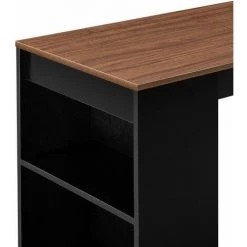 HELLOSHOP26 Table De Bar Avec Rangement Bistro Haut 110 Cm Noir Et Effet Noyer - Marron -Table haute et bar Soldes 31644964 4