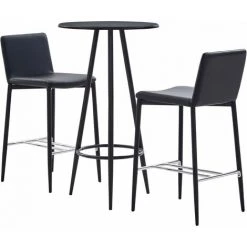 ASUPERMALL Ensemble De Bar 3 Pcs Similicuir Noir