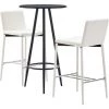 ASUPERMALL Ensemble De Bar 3 Pcs Similicuir Blanc -Table haute et bar Soldes 32095003 1