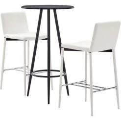 ASUPERMALL Ensemble De Bar 3 Pcs Similicuir Blanc