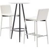 ASUPERMALL Ensemble De Bar 3 Pcs Similicuir Blanc -Table haute et bar Soldes 32096292 1