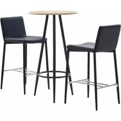 ASUPERMALL Ensemble De Bar 3 Pcs Similicuir Noir