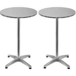 DEUBA 2x Table De Bar - Table Haute - Bistrot Aluminium - Réglable En Hauteur