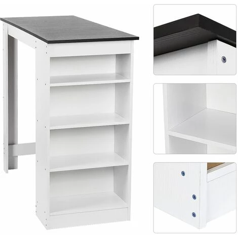 SIFREE Table Haute Et Bar 115*50*103CM BLANC/NOIR POUR2 à 4 Personnes 5 SIFREE Table Haute Et Bar 115*50*103CM BLANC/NOIR POUR2 à 4 Personnes – Image 3