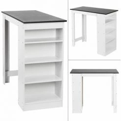 SIFREE Table Haute Et Bar 115*50*103CM BLANC/NOIR POUR2 à 4 Personnes 9 SIFREE Table Haute Et Bar 115*50*103CM BLANC/NOIR POUR2 à 4 Personnes -Table haute et bar Soldes 32327230 4
