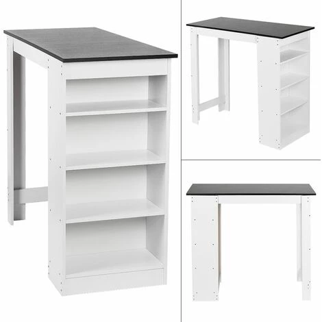 SIFREE Table Haute Et Bar 115*50*103CM BLANC/NOIR POUR2 à 4 Personnes 6 SIFREE Table Haute Et Bar 115*50*103CM BLANC/NOIR POUR2 à 4 Personnes – Image 4