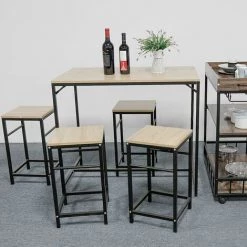 SIFREE Ensemble Table De Bar Bistrot + 4 Chaises Avec Repose-pieds Table Mange-debout Table Haute Cuisine 8 SIFREE Ensemble Table De Bar Bistrot + 4 Chaises Avec Repose-pieds Table Mange-debout Table Haute Cuisine -Table haute et bar Soldes 32327388 2
