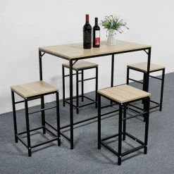 SIFREE Ensemble Table De Bar Bistrot + 4 Chaises Avec Repose-pieds Table Mange-debout Table Haute Cuisine 9 SIFREE Ensemble Table De Bar Bistrot + 4 Chaises Avec Repose-pieds Table Mange-debout Table Haute Cuisine -Table haute et bar Soldes 32327388 3