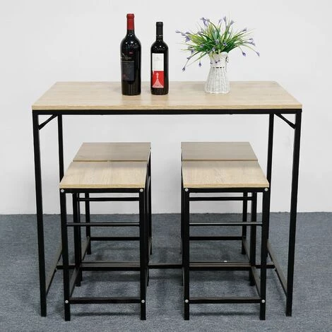 SIFREE Ensemble Table De Bar Bistrot + 4 Chaises Avec Repose-pieds Table Mange-debout Table Haute Cuisine 6 SIFREE Ensemble Table De Bar Bistrot + 4 Chaises Avec Repose-pieds Table Mange-debout Table Haute Cuisine â Image 4