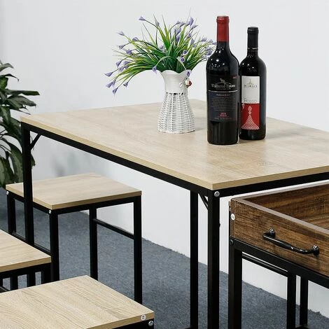SIFREE Ensemble Table De Bar Bistrot + 4 Chaises Avec Repose-pieds Table Mange-debout Table Haute Cuisine 7 SIFREE Ensemble Table De Bar Bistrot + 4 Chaises Avec Repose-pieds Table Mange-debout Table Haute Cuisine â Image 5