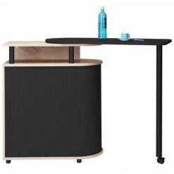 BEAUX MEUBLES PAS CHERS Mange-Debout Table Pivotante Chêne Noir -Table haute et bar Soldes 32366923 5