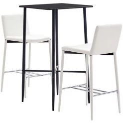 ASUPERMALL Ensemble De Bar 3 Pcs Similicuir Blanc