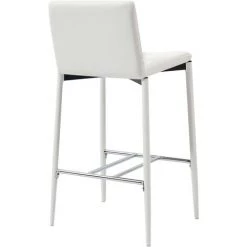ASUPERMALL Ensemble De Bar 3 Pcs Similicuir Blanc -Table haute et bar Soldes 32400333 5